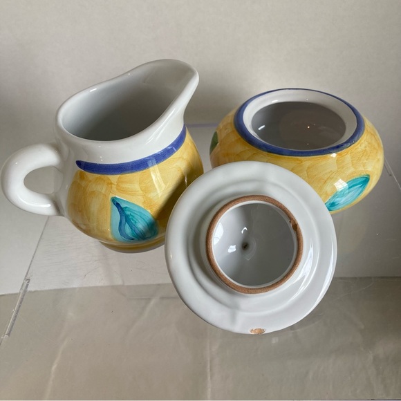 CALECA Italian Pottery Hand Painted Cream and Sugar Bowl - Picture 6 of 8